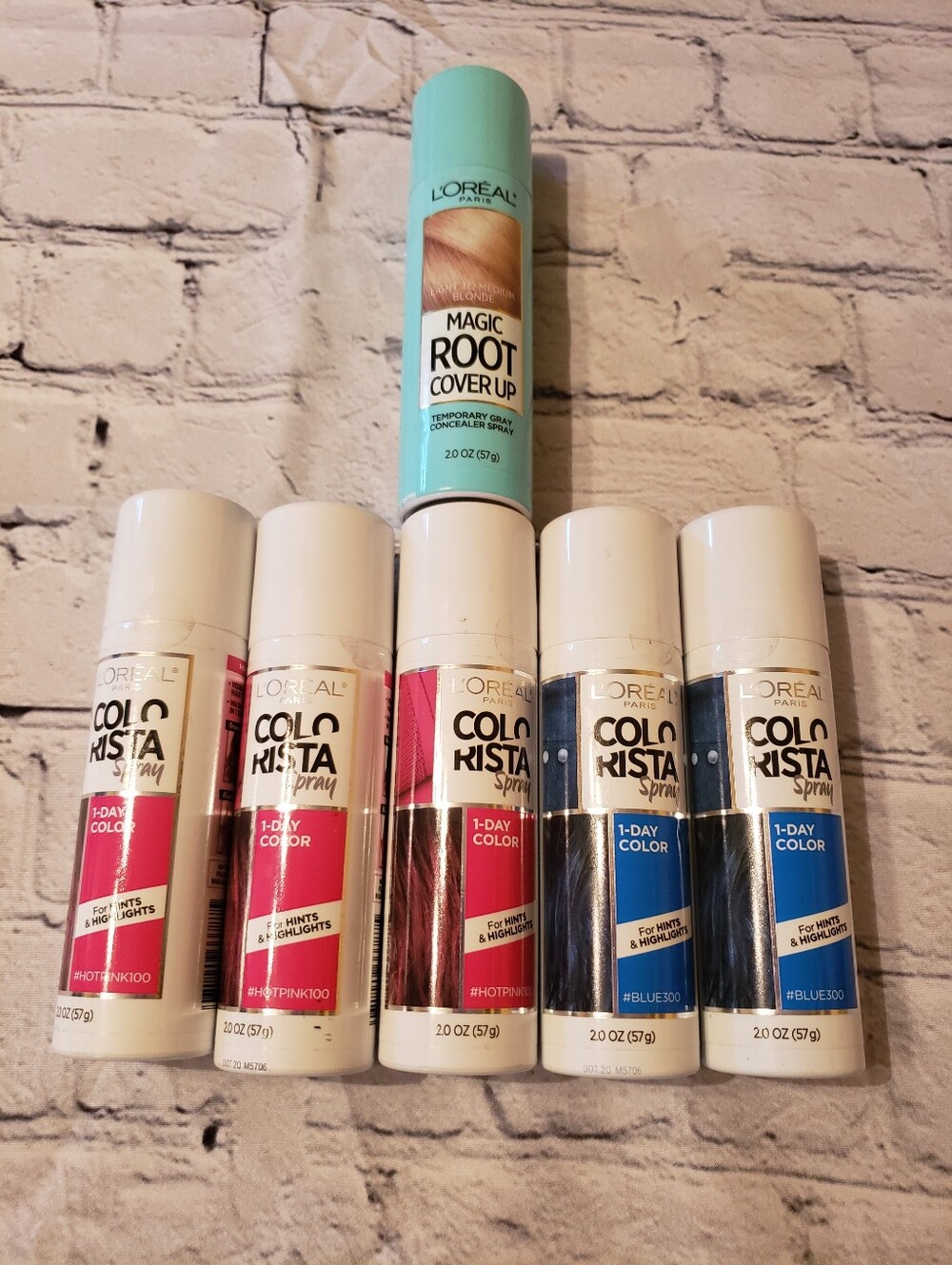 L'Oreal Colorista Temporary Hair Spray Set - Hot Pink, Blonde Root Cover, Blue